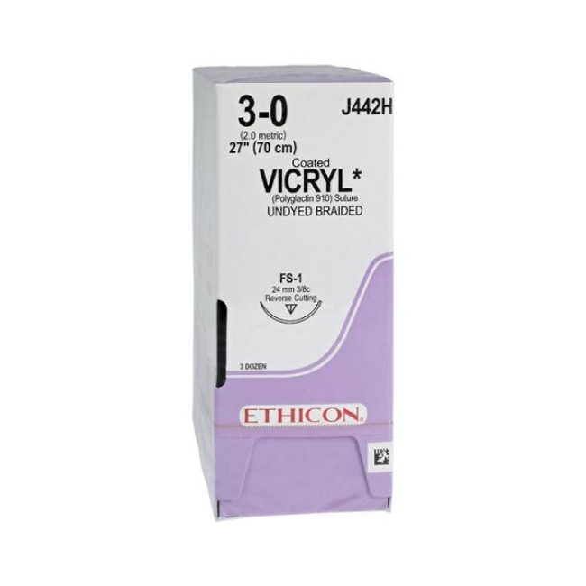 Suture  Vicryl Coated Braided Undyed 3 0  27 FS1