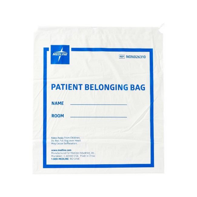 Bag   Patient Belonging White Drawstring Plastic 20X20