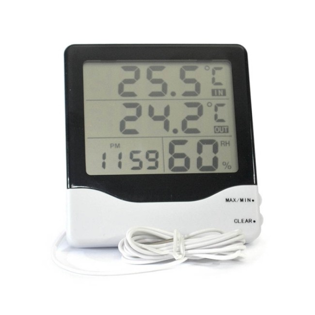 Indoor Outdoor Thermometer Hygrometer With Minimum  Maximum Memory Recalling Function And Traceable Certificate