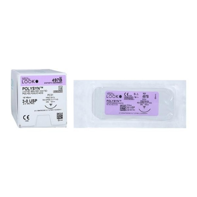 SUTURE 3 0 POLYGLYCOLIC PC31 UNDYED
