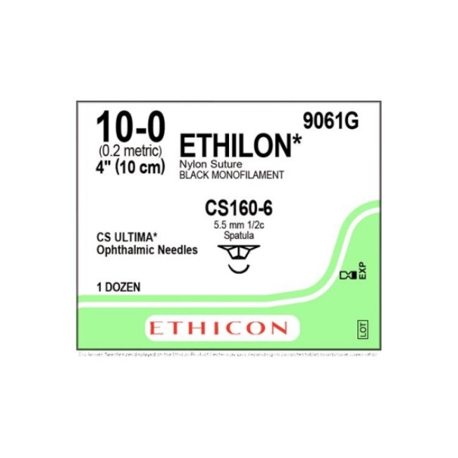 Sutures  Ethilon Monofilament Suture   Black   4   Size 10 0   Cs160 6 Needle