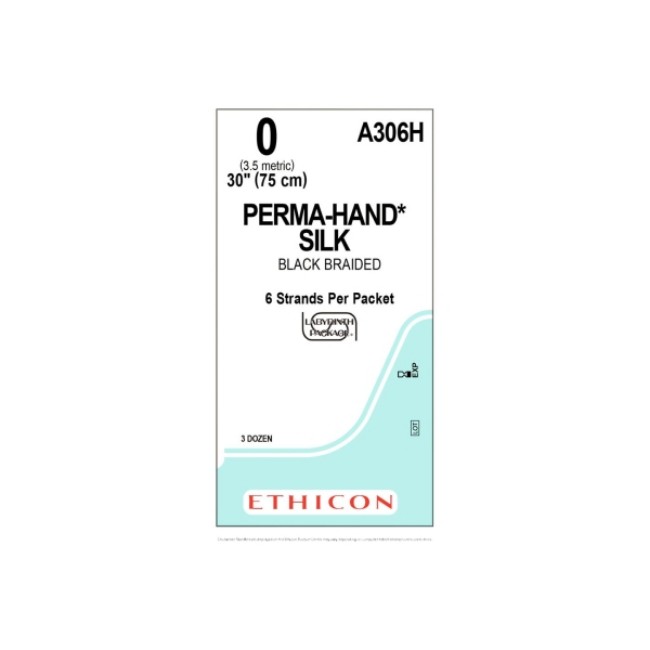 Sutures  Perma Hand Suture   Black Braided   Size 0   6 X 30 