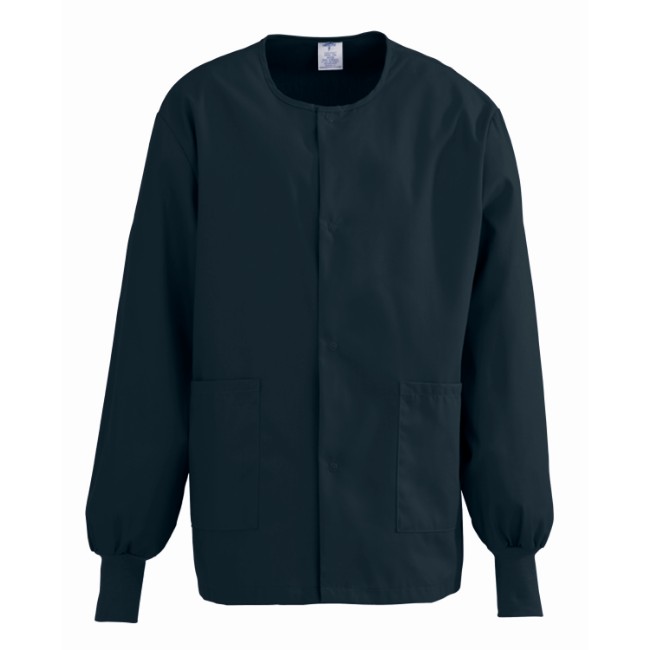 Garment   Scrub Jacket Unisex Knit Cuff Black Large With Embriodery