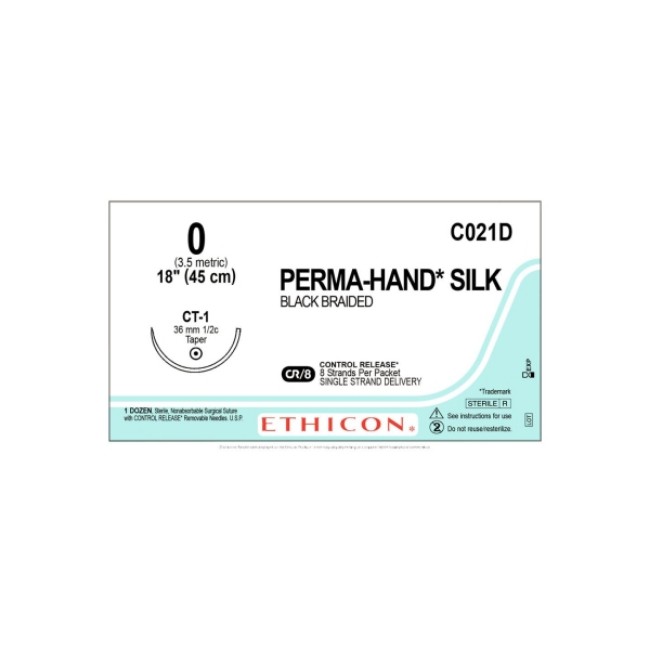 Sutures  Perma Hand Suture   Black   Size 0   8 X 18   Ct 1 Needle