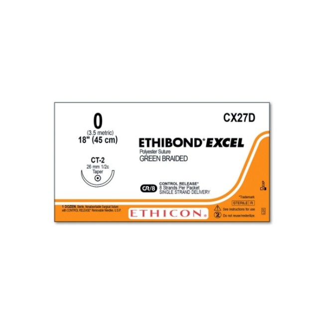 Sutures  Ethibond Excel Suture   Ct 2   Size 0   Green   8  X 18 