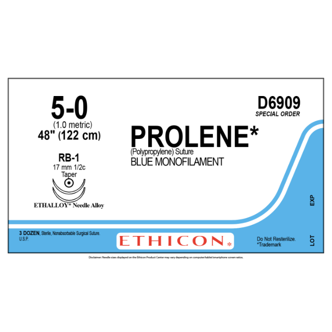 Suture   Prolene   Blue   48 Inches   122Cm   5 0
