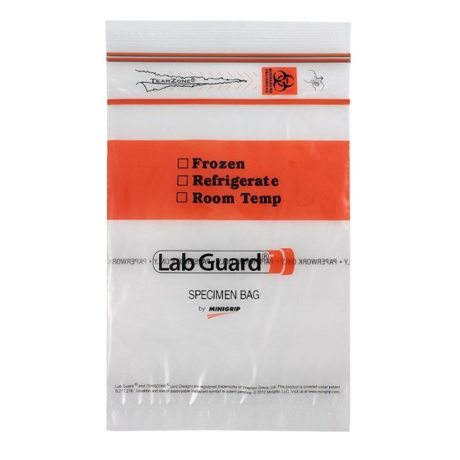 Lab Guard Specimen Biohazard Bag   Tearzone   6  X 9   3 Wall   Dispenser Box