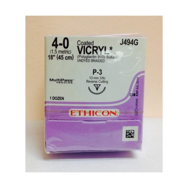 Suture   Coated Vicryl  Violet Coated Vicryl 4 0 P 3 18  Suture