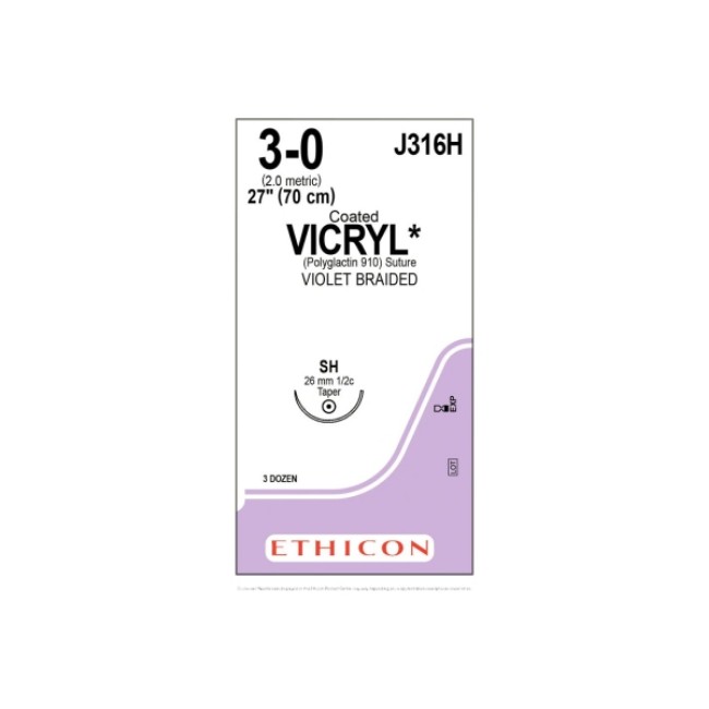 Suture   Vicryl  Violet Coated Vicryl 3 0 Sh 27  Suture