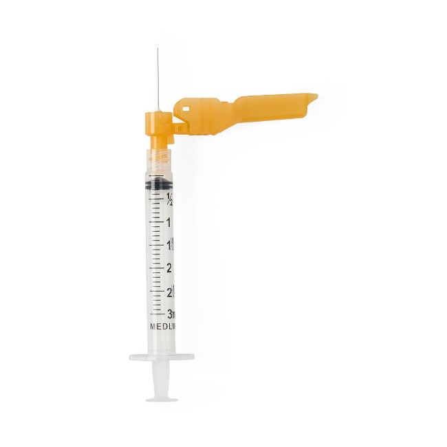 Safety Syringe with Needle  3 mL Volume  25G x 1  Needle