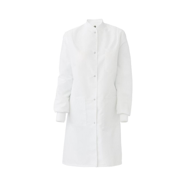 Women s Protective Barrier LabCoat w  Pockets ResiStat  Fluid Resistant White XS