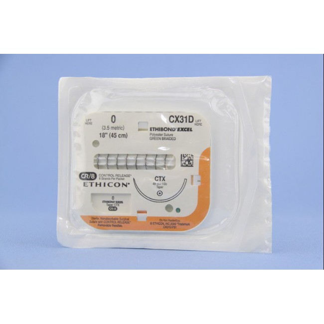 Ethibond Excel Suture  CTX  Size 0  Green  8  x 18 