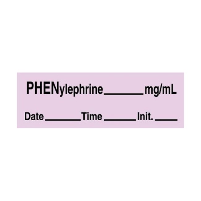 Anesthesia Labeling Tape  Printed  Phenylephrine Date Time Initials  Lavender