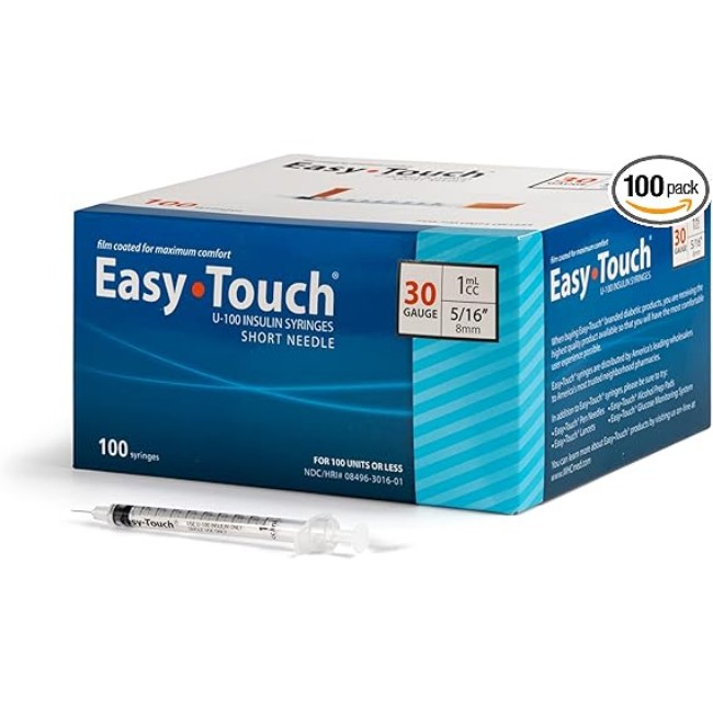 Easy Touch Insulin Syringe And Needle 1Ml 30G X 5 16 Disp  Easy Touch 