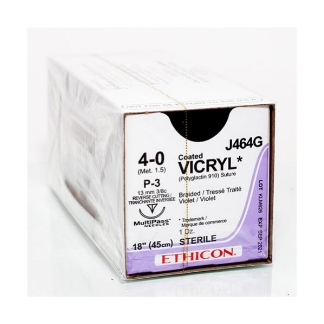 Suture   Coated Vicryl  Violet Coated Vicryl 4 0 P 3 18  Suture