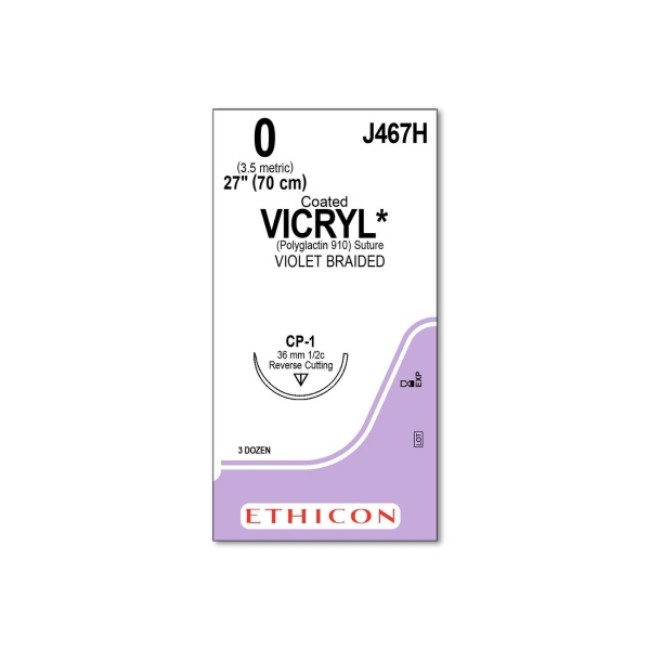 Sutures  Coated Vicryl Absorbable Suture   Violet Braided   Cp 1 Needle   Size 0   27 