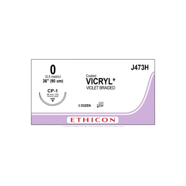 Sutures  Coated Vicryl Absorbable Suture   Violet Braided   Cp 1 Needle   Size 0   36 