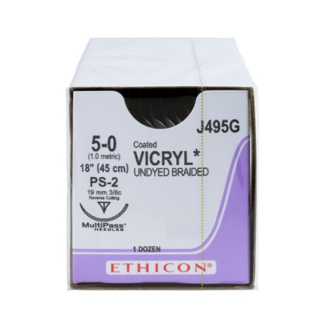 Suture   Coated Vicryl  Undyed Coated Vicryl 5 0 Ps 2 18  Suture