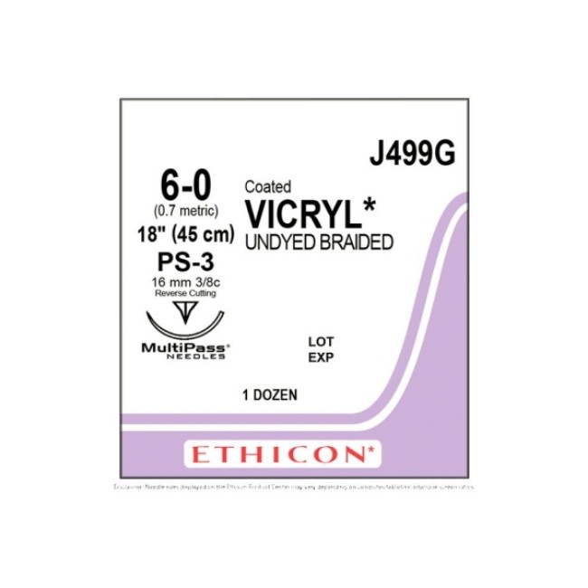 Suture   Coated Vicryl  Undyed Coated Vicryl 6 0 Ps 3 18  Suture