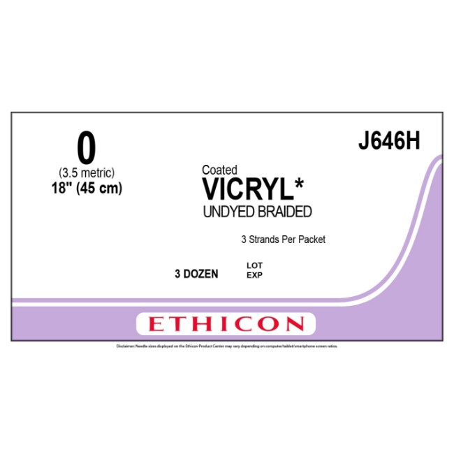 Coated Vicryl Absorbable Suture   Ties   Undyed   Size 0   3 X 18   45 Cm 