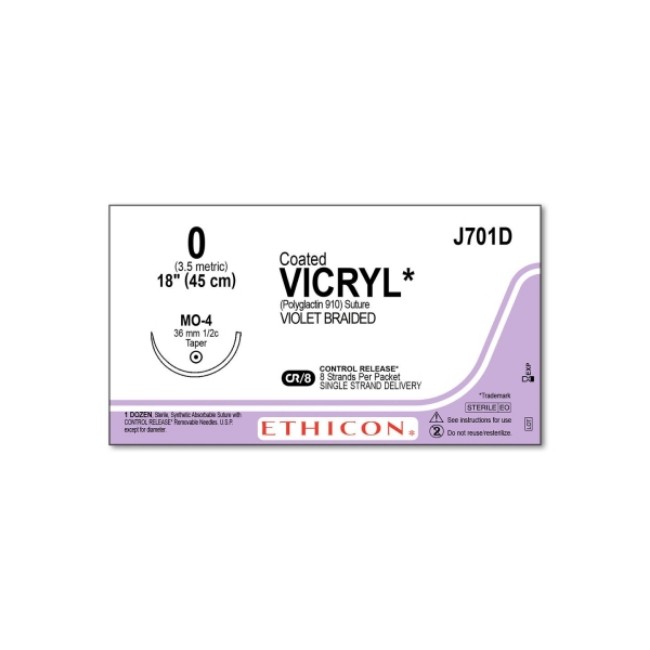 Suture   Vicryl  Violet Coated Vicryl 0 Mo 4 8 18  Suture