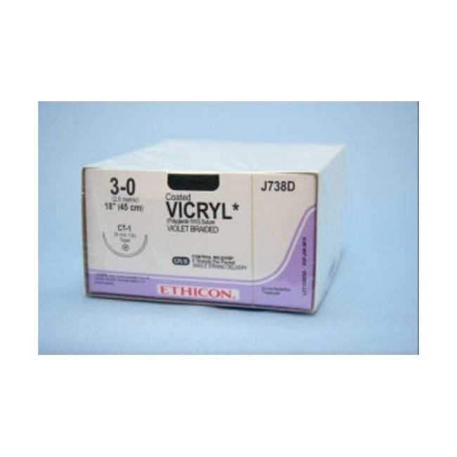 Sutures  Violet Coated Vicryl 3 0 Ct 1 Taper 18  Suture