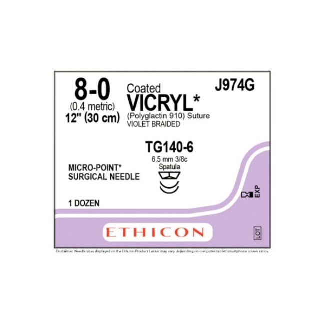 Sutures  Coated Vicryl Absorbable Suture   Violet Braided   Tg140 6 Needle   Size 8 0   12 