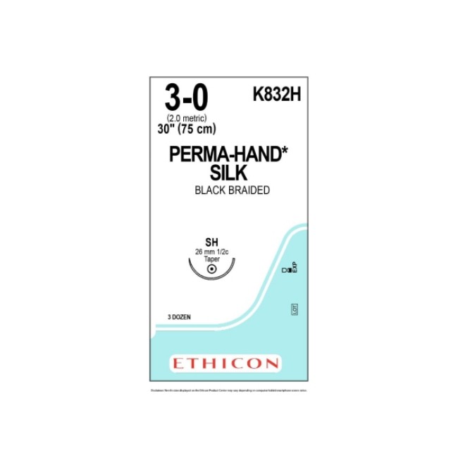 Sutures  Perma Hand Suture   Black   Size 3 0   30   Sh Needle