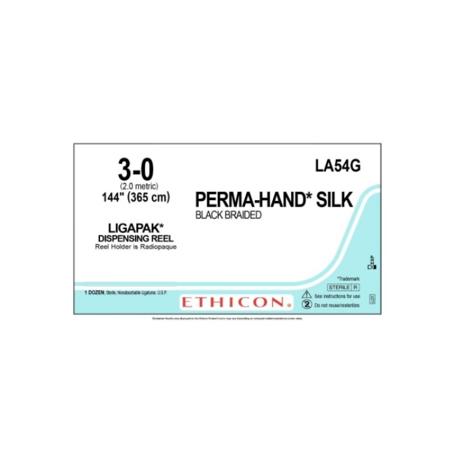 Sutures  Perma Hand Suture   Black Braided   Size 3 0   Silk