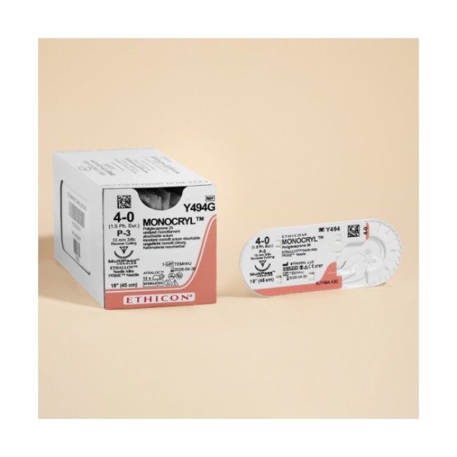 Sutures  Monocryl Plus Suture   P 3   Undyed   Size 4 0   18 