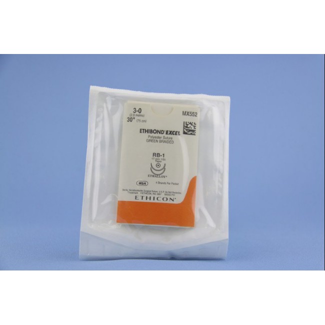 Sutures  Ethibond Excel Suture  RB 1  Size 3 0  Green  4  x 30 