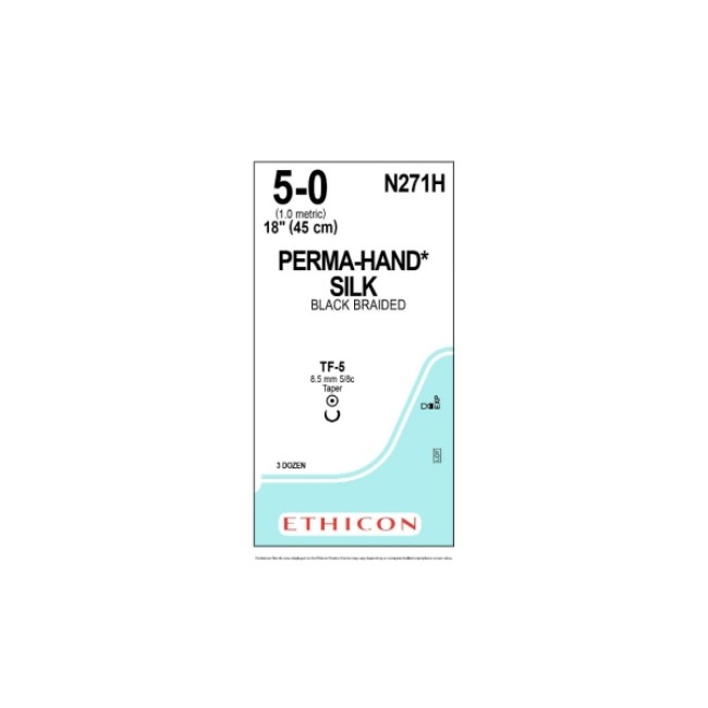 Sutures  Perma Hand Suture   Black   Size 5 0   18   Tf 5 Needle