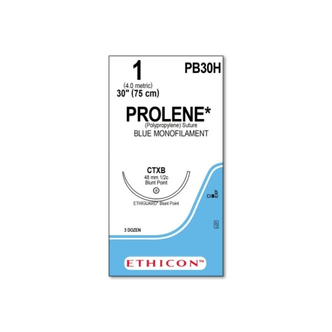 Sutures  Prolene Monofilament Suture   Blue   Size 1 0   30   Ctx B Needle