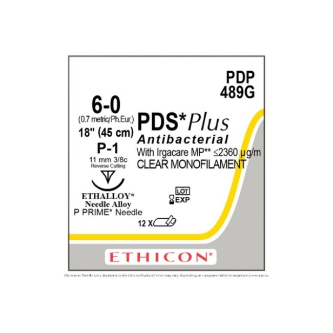 Sutures  Pds Plus Monofilament Suture   P1   Clear   Size 6 0   18 