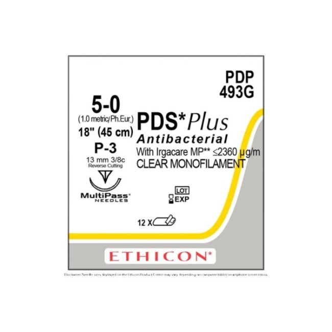 Sutures  Pds Plus Monofilament Suture   P3   Clear   Size 5 0   18 