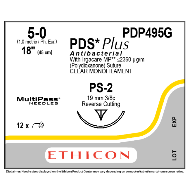 Sutures  Pds Plus Monofilament Suture   Ps2   Clear   Size 5 0   18 