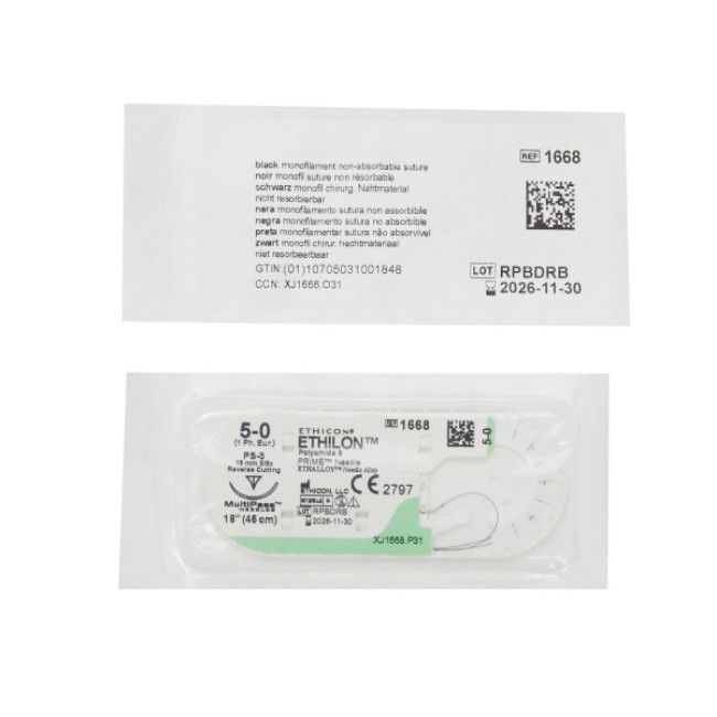 Suture   Ethilon Mono Black 5 0 18 Ps 3