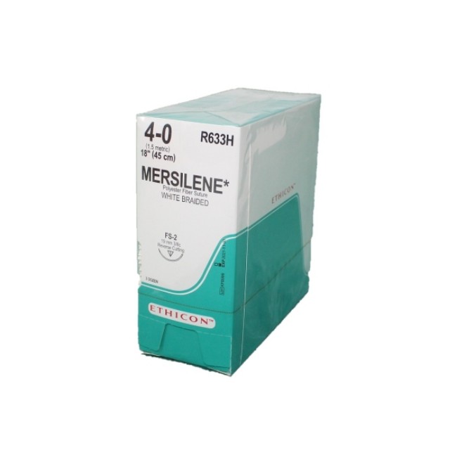 Sutures  Mersilene Suture   18   White   Fs 2 Needle   Size 4 0