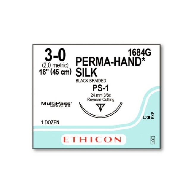 Suture  Precision Point Perma Hand Surgical Suture 3 0   18   Ps 1 Needle