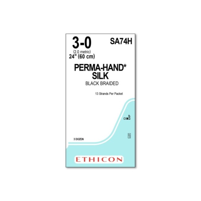 Sutures  Perma Hand Suture   Black Braided   Size 3 0   13 X 24 