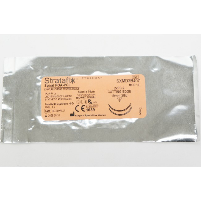 Suture  STRATAFIX Knotless Tissue Control Device Spiral PGA PCL Size 4 0 14 cm X 14 cm Undyed FS 2 FS 2 Absorbable