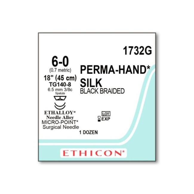 Sutures  Perma Hand Suture   Black   Size 6 0   18   Tg140 8 Needle