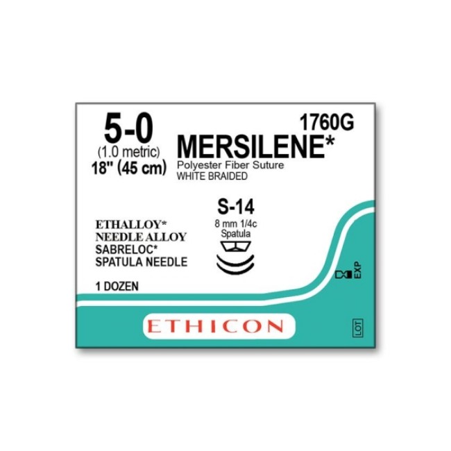 Sutures  Mersilene Suture   18   White   S 14 Needle   Size 5 0