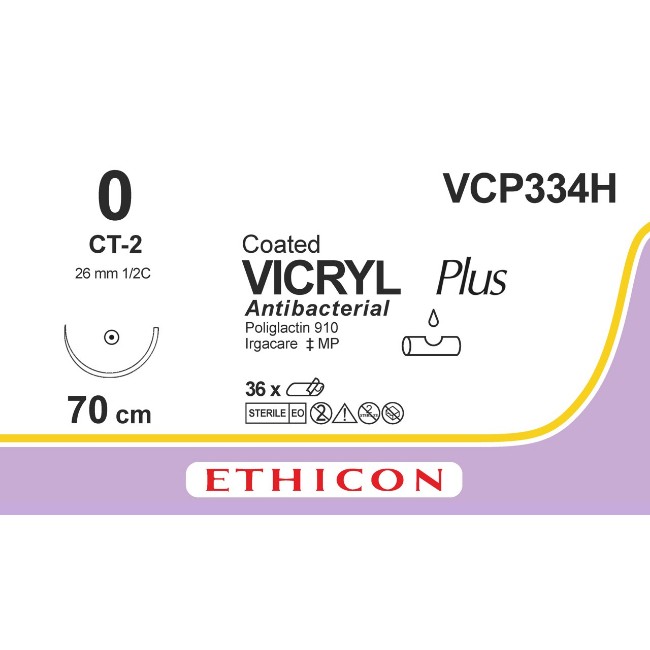 Coated Vicryl Plus Antibacterial Suture   Violet Braided   Ct 2 Needle   Size 0   27