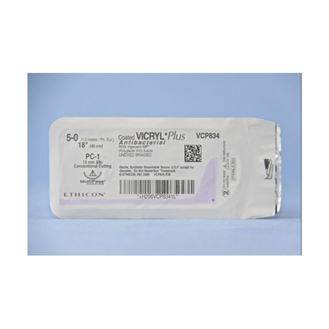 Sutures  Vicryl Plus Undyed Suture   Braided   18   Size 5 0