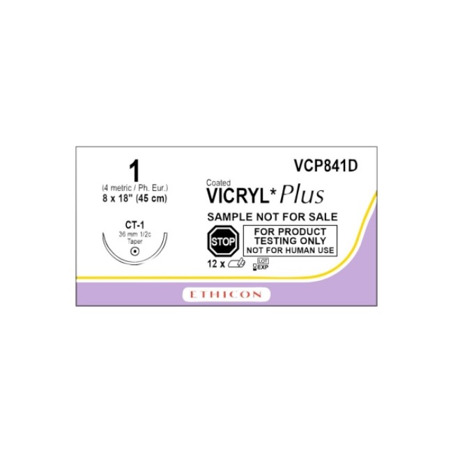 Sutures  Coated Vicryl Plus Antibacterial Suture   Undyed Braided   Ct 1 Needle   Size 1   18 