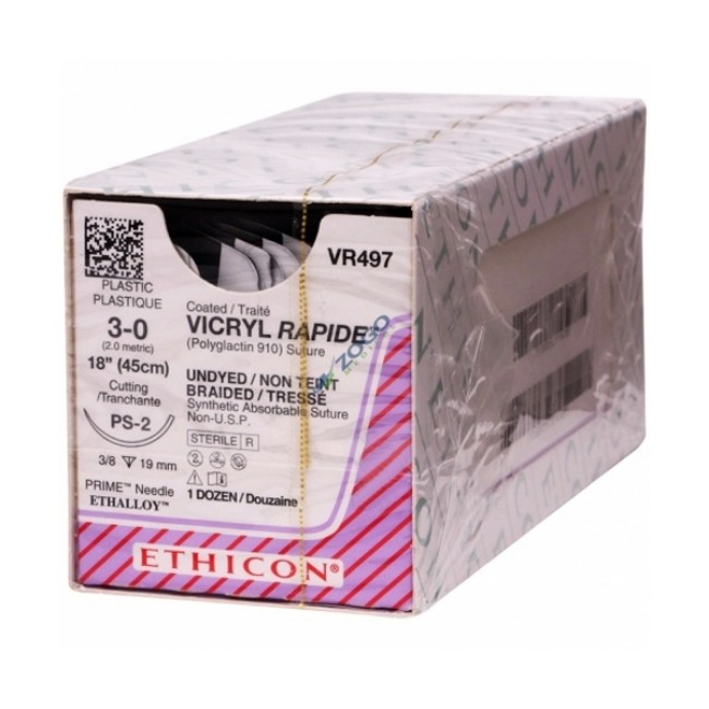 Sutures  Coated Vicryl Rapide Suture   3 0   18   Braided