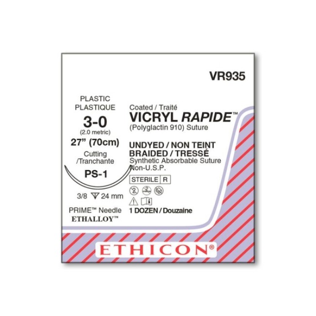 Sutures  Coated Vicryl Rapide Suture   3 0   27   Braided