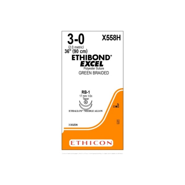 Sutures  Ethibond Excel Suture   Rb 1   Size 3 0   Green   36 