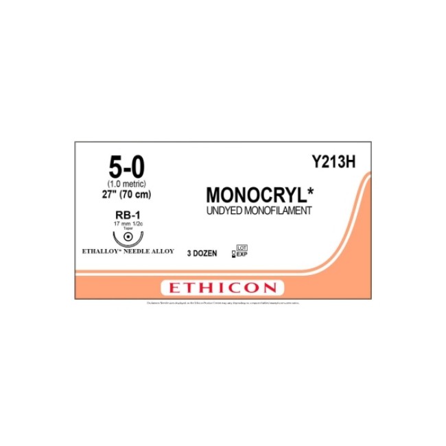 Sutures  Monocryl Monofilament Suture   Undyed   27   Size 5 0